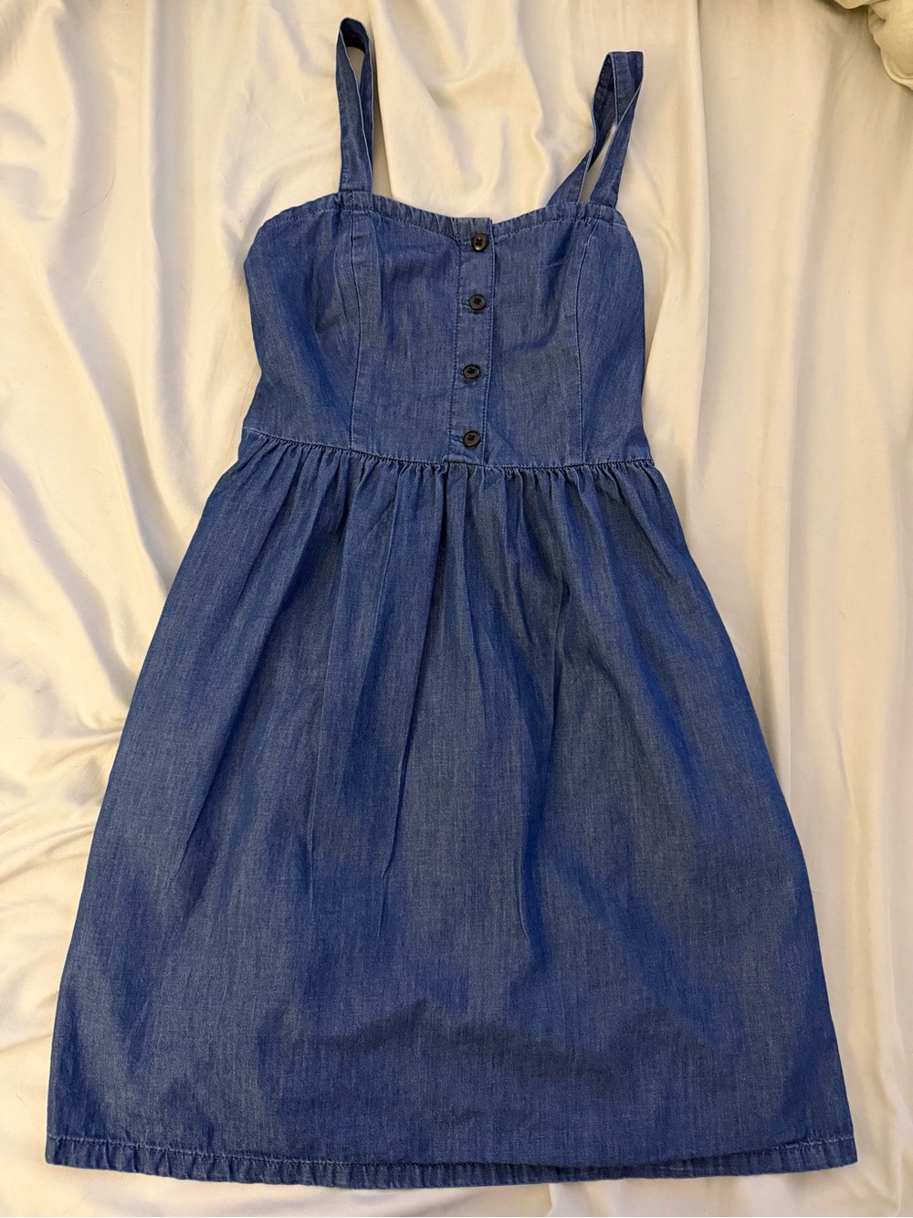 Vans Denim-Style Blue Button-Front Casual Sundress - Picture 4 of 5